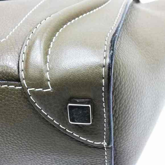 Celine Luggage Micro Shopper Handbag Leather Bag Tote Gray Beige Calf Women's - Picture 5 of 10